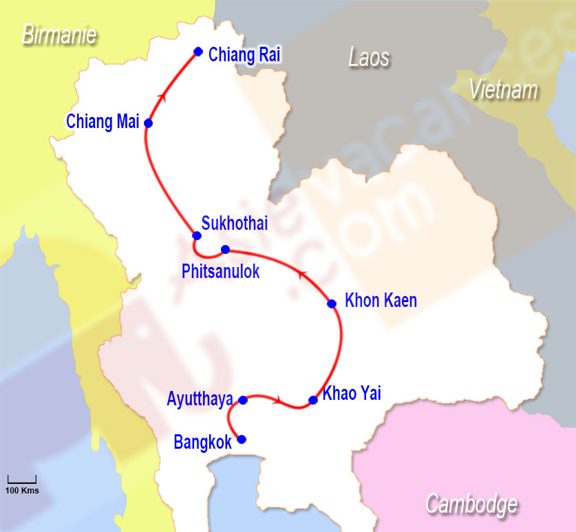 Carte circuit de Chiang Rai à Chiang Mai