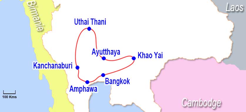 Carte circuit de Chiang Rai à Chiang Mai