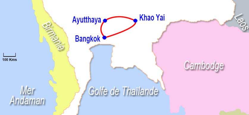 Carte circuit Bangkok Phuket guide francophone