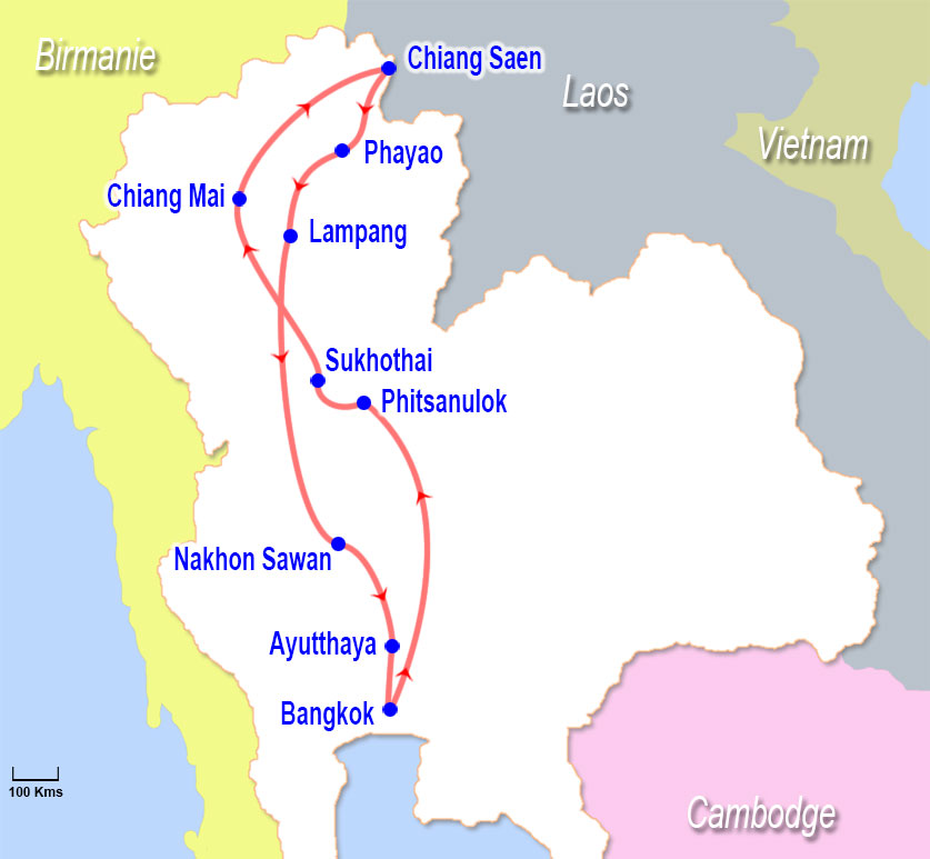 Carte circuit Bangkok Phuket guide francophone