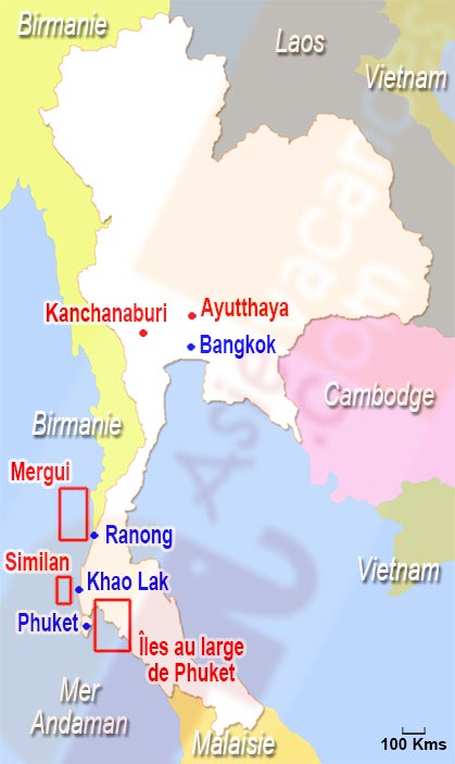 Carte des croisières en Thaïlande
