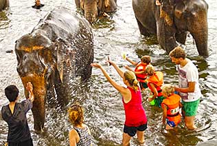 Baignade avec les éléphants à Kanchanaburi