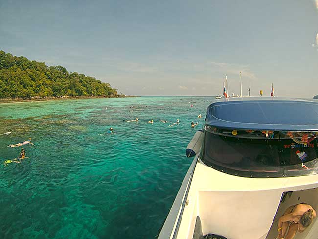 Snorkelling depuis le bateau